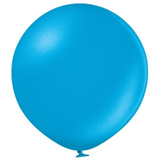 2 Riesenballons Blau-Cyan Metallic kugelrund ø60cm
