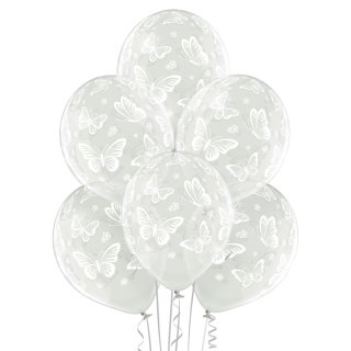 6 Luftballons Schmetterlinge Kristall ø30cm
