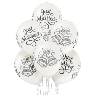 Belbal Premium Luftballon Just Married Glocken ø30cm Metallic-6St