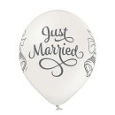 6 Luftballons Just Married Glocken Metallic &oslash;30cm