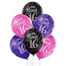 6 Luftballons Zahl 16 Sweet Mix &oslash;30cm
