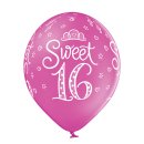 6 Luftballons Zahl 16 Sweet Mix &oslash;30cm