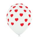 6 Luftballons Herzen Rot Weiß ø30cm