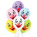 6 Luftballons Clownkopf &oslash;30cm