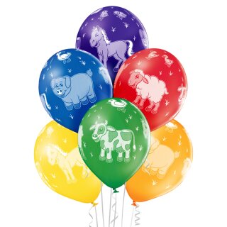 Luftballon Bauernhoftiere Latex-Rund ø30cm-6St Belbal