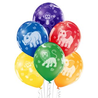 6 Luftballons Zoo Tiere ø30cm