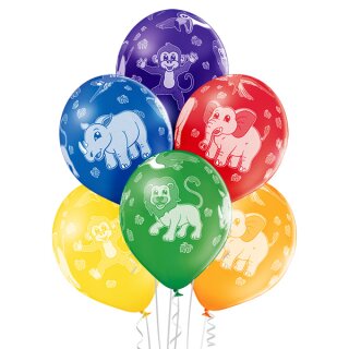 Belbal Premium Luftballon Dschungel Tiere Bunt  ø30cm-6St