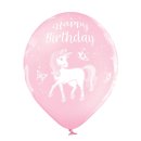 6 Luftballons Einhorn Happy Birthday &oslash;30cm