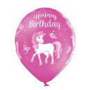 6 Luftballons Einhorn Happy Birthday ø30cm