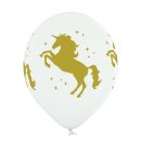 6 Luftballons Einhorn Gold &oslash;30cm