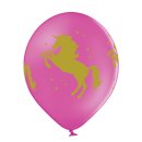 6 Luftballons Einhorn Gold ø30cm