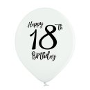 6 Luftballons Zahl 18 Happy Birthday Schwarz-Weiß...