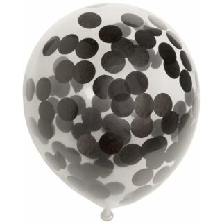 Globos Konfettiballon Klar ø30cm Konfetti Schwarz Papier-6St