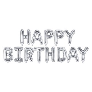 Schriftzug Happy Birthday Silber Folie 340cm x 35cm