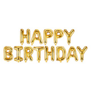 Partydeco Folienballon-Set Happy Birthday Gold 340cm x 35cm-1St