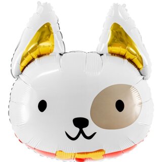 Partydeco Folienballon Hundekopf Weiß 50cm-1St