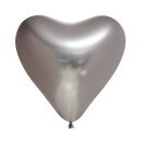 100 Herzballons Silber Spiegeleffekt ø30cm