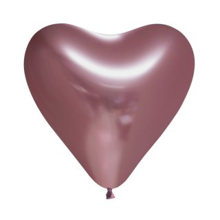 100 Herzballons Rosa Spiegeleffekt ø30cm
