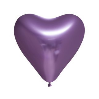 100 Herzballons Violett Spiegeleffekt ø40cm
