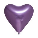100 Herzballons Violett Spiegeleffekt &oslash;30cm