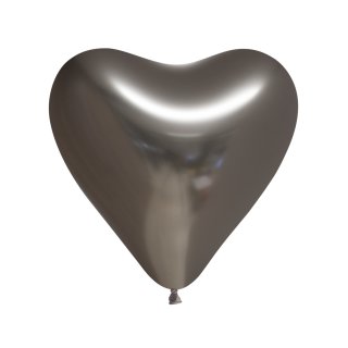 100 Herzballons Grau-Weltraum Grau Spiegeleffekt ø40cm
