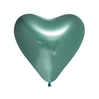 6 Herzballons Grün Spiegeleffekt ø30cm