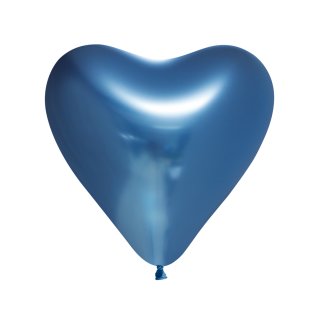 6 Herzballons Blau Spiegeleffekt ø30cm