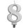 Globos Tortenkerze Zahl 8 Silber Metallic Höhe 7,8cm-1St
