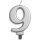 Globos Tortenkerze Zahl 9 Silber Metallic Höhe 7,8cm-1St
