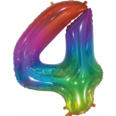 Globos Folienballon -Zahl 4- Regenbogen Folie 76cm-1St