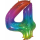 Globos Folienballon -Zahl 4- Regenbogen Folie 76cm-1St