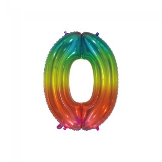 Luftballon -Zahl 0- Regenbogen Folie ca 76cm
