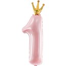 Partydeco Folienballon -Zahl 1- Rosa Prinzessin Folie...