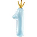 Partydeco Folienballon -Zahl 1- Blau-Hellblau Prinz Folie...