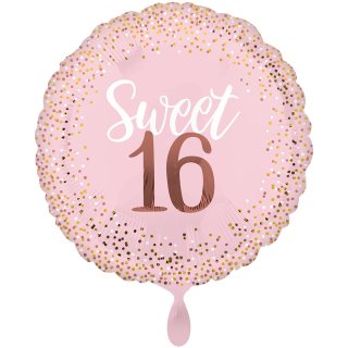 Luftballon -Zahl 16- Sweet Rosa Folie-Jumbo ø71cm