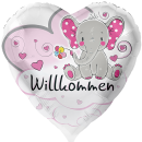 Premioloon Folienballon Willkommen Elefant Rosa...