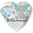 Premioloon Folienballon Willkommen Elefant Blau...