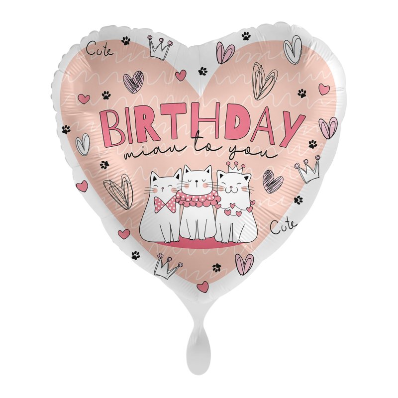 Happy Birthday Luftballon zum Geburtstag Heliumballon Folienballon Mieze Katze 