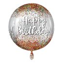 Luftballon Happy Birthday Pailletten Orbz kugelrund Folie...