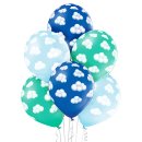 6 Luftballons Wolken Blau &oslash;30cm