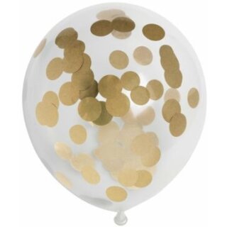 Globos Konfettiballon Klar ø30cm Konfetti Gold Papier-6St
