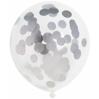 Globos Konfettiballon Klar ø30cm Konfetti Silber Papier-6St