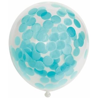 Globos Konfettiballon Klar ø30cm Konfetti Blau Papier-6St