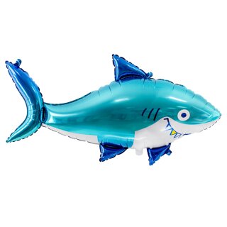 Partydeco Folienballon Hai Blau-Hellblau 92cm-1St