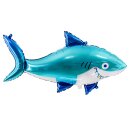 Partydeco Folienballon Hai Blau-Hellblau 92cm-1St