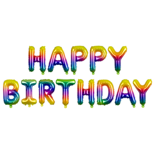 Partydeco Folienballon-Set Happy Birthday Regenbogen 340cm x 35cm-1St