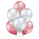 6 Luftballons Baby Girl Spiegeleffekt ø30cm