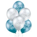 6 Luftballons Baby Boy Spiegeleffekt &oslash;30cm