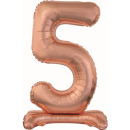 Godan Folienballon -Zahl 5- Rosegold mit Standfuß...