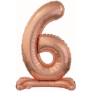 Godan Folienballon -Zahl 6- Rosegold mit Standfuß...